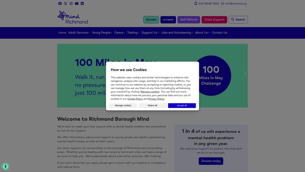 Screenshot of the Richmond Borough Mind website