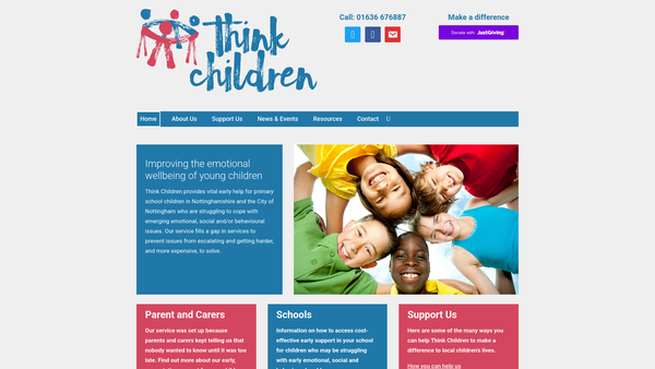 Screenshot of the Think Children website