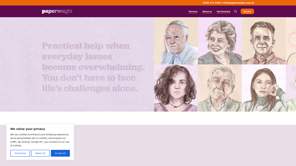 Screenshot of the The Paperweight Trust website