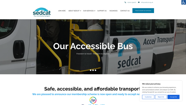 Screenshot of the South East Dorset Community Accessible Transport website