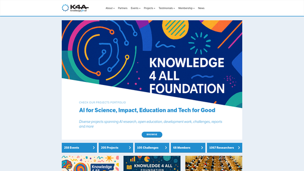 Screenshot of the Knowledge 4 All Foundation Limited website