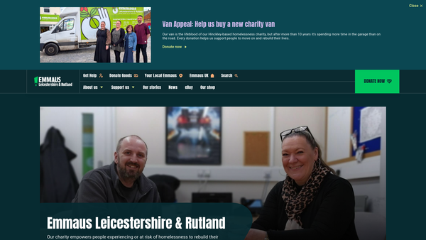 Screenshot of the Emmaus Leicestershire And Rutland website