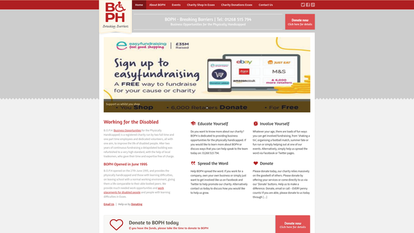 Screenshot of the Business Opportunities For The Physically Handicapped Limited website