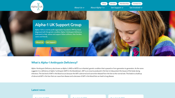 Screenshot of the Alpha-1 UK Support Group website
