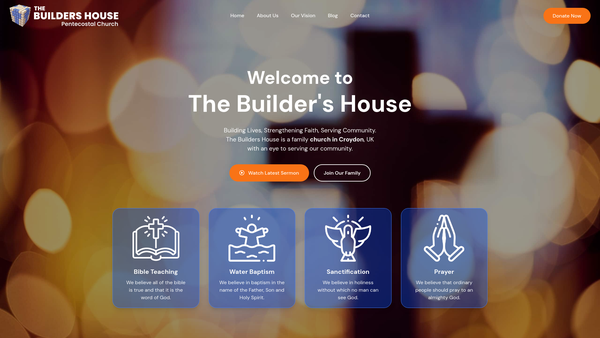 Screenshot of the The Builders House website