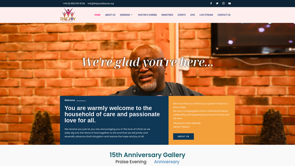 Screenshot of the Rccg - The Joy Of All Souls website