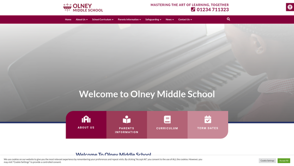 Screenshot of the Friends Of Olney Middle School website