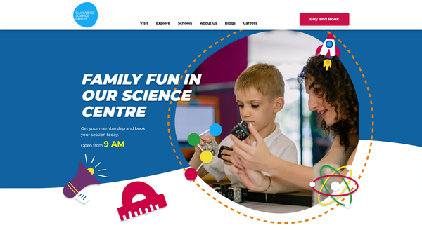 Screenshot of the Cambridge Science Centre website