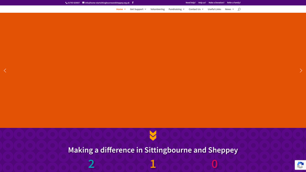 Screenshot of the Home-Start Sittingbourne & Sheppey website