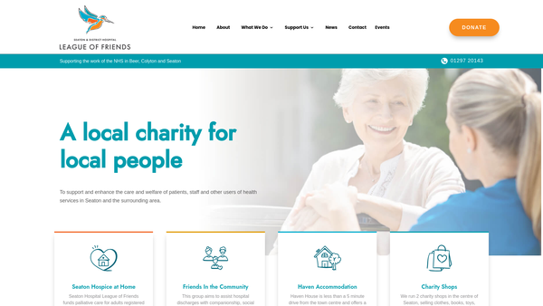 Screenshot of the Seaton And District Hospital League Of Friends website