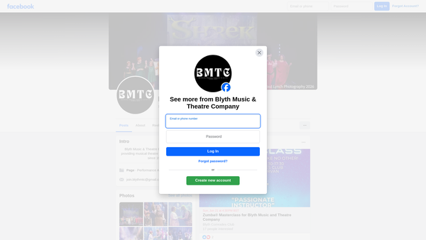 Screenshot of the Blyth Music And Theatre Company website