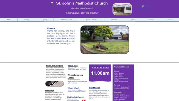 Screenshot of the St. John's Methodist Church Parkfield website