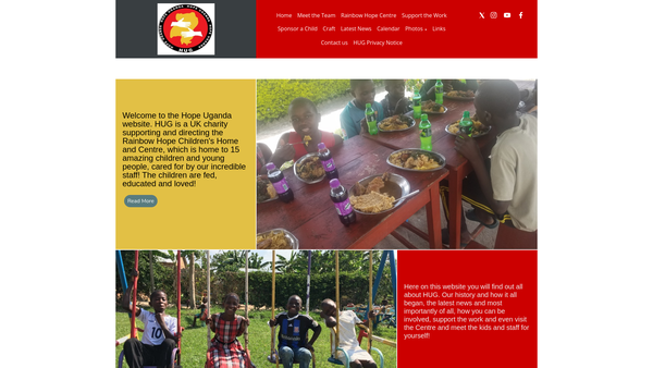 Screenshot of the Hope, Uganda website