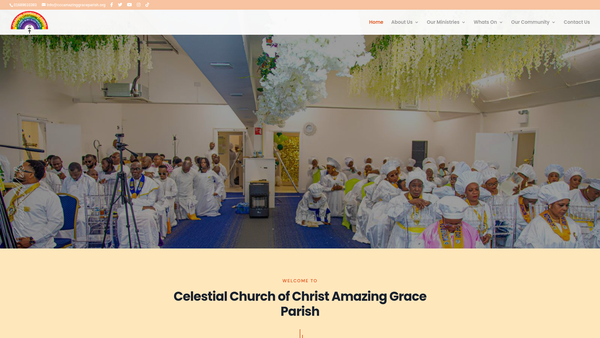 Screenshot of the Celestial Church Of Christ Amazing Grace Parish website
