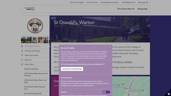 Screenshot of the Parochial Church Council Of The Ecclesiastical Parish Of Warton website