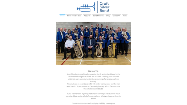 Screenshot of the Croft Silver Band website