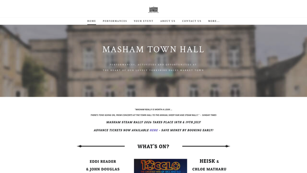 Screenshot of the Masham Town Hall Community Charity website
