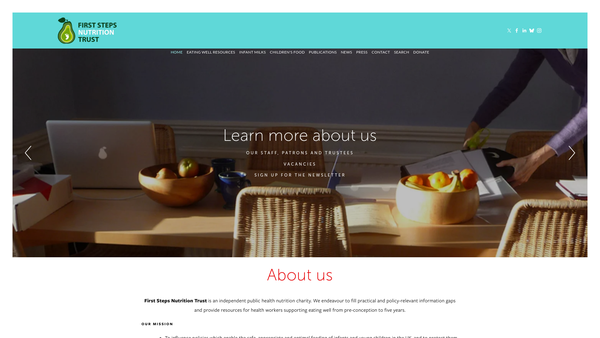 Screenshot of the First Steps Nutrition Trust website