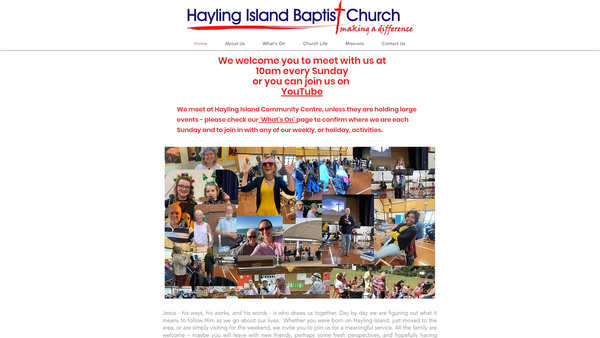 Screenshot of the Hayling Island Baptist Church website