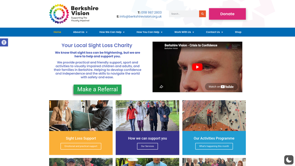 Screenshot of the Berkshire County Blind Society website