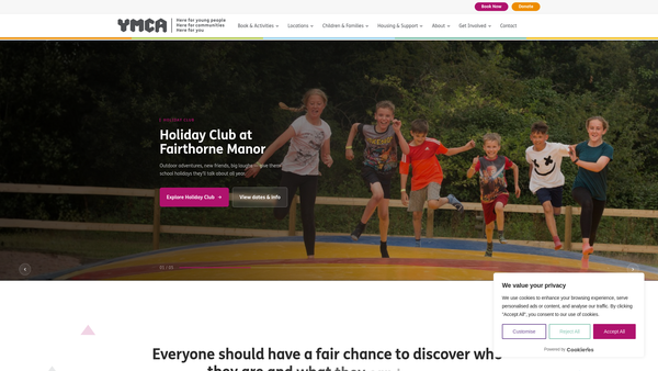 Screenshot of the YMCA Fairthorne Housing website