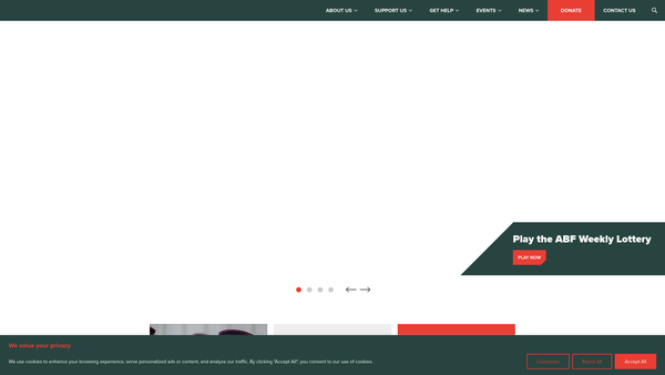 Screenshot of the Army Benevolent Fund website