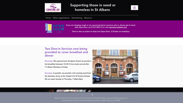 Screenshot of the Centre 33 (St Albans) Ltd website
