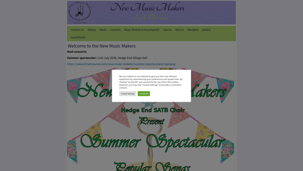 Screenshot of the The New Music Makers website
