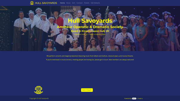 Screenshot of the Hull Savoyards Amateur Operatic And Dramatic Society website