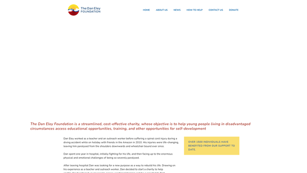 Screenshot of the The Dan Eley Foundation website