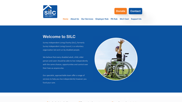 Screenshot of the Surrey Independent Living Charity website