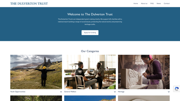 Screenshot of the The Dulverton Trust website