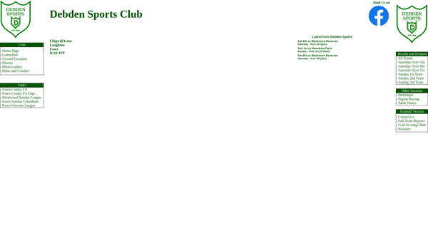 Screenshot of the The Debden Association website