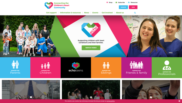 Screenshot of the Evelina Children's Heart Organisation Limited website