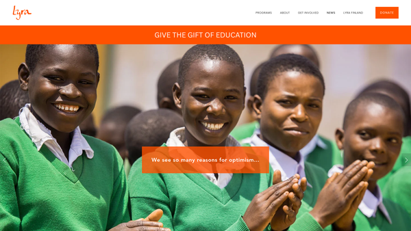 Screenshot of the Lyra In Africa website