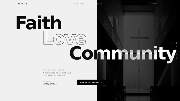 Screenshot of the Sunrise Church website
