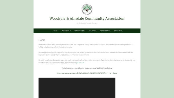 Screenshot of the Woodvale And Ainsdale Community Association website