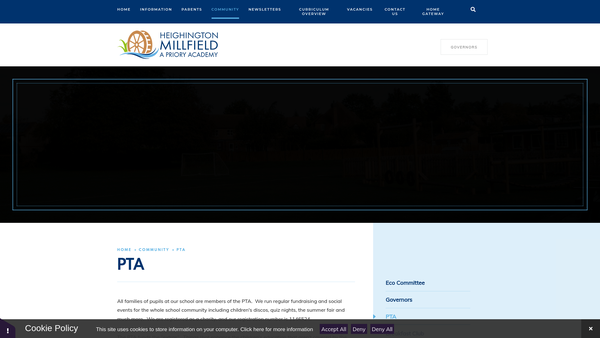 Screenshot of the Friends Of Heighington Millfield Primary Academy website