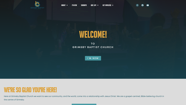 Screenshot of the Grimsby Baptist Church website