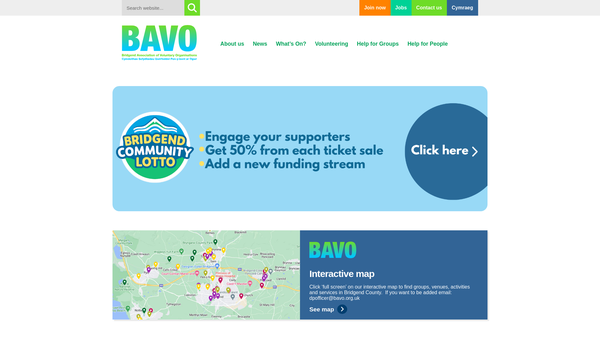 Screenshot of the Bridgend Association Of Voluntary Organisations website