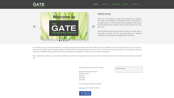 Screenshot of the The Gate Community Church website