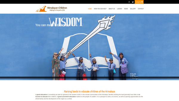 Screenshot of the Himalayan Children website