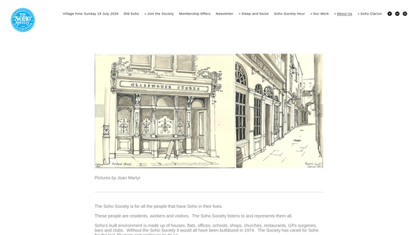 Screenshot of the The Soho Society website