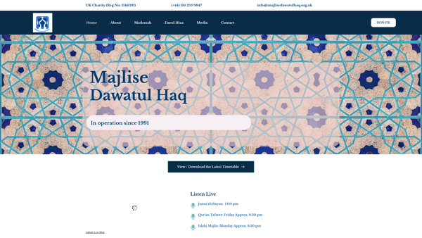 Screenshot of the Majlis - E - Dawat-Ul - Haq (UK) website
