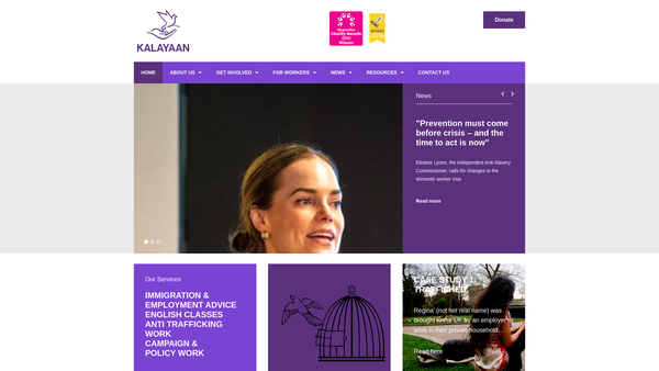 Screenshot of the Kalayaan website