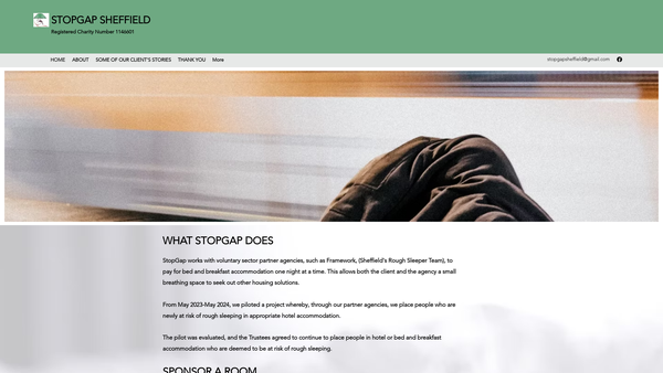 Screenshot of the Stopgap Sheffield website