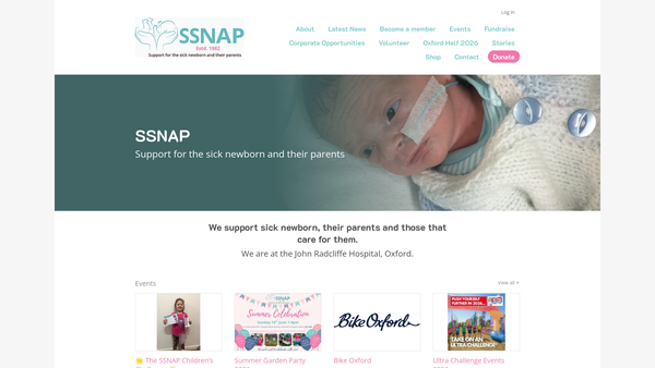 Screenshot of the Support For The Sick Newborn And Their Parents website