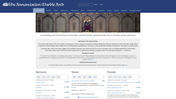 Screenshot of the The Parochial Church Council Of The Ecclesiastical Parish Of The Annunciation Bryanston Street, St Marylebone website
