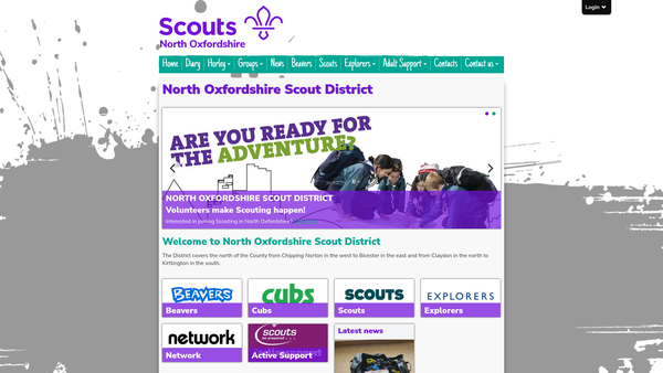 Screenshot of the North Oxfordshire District Scout Council website