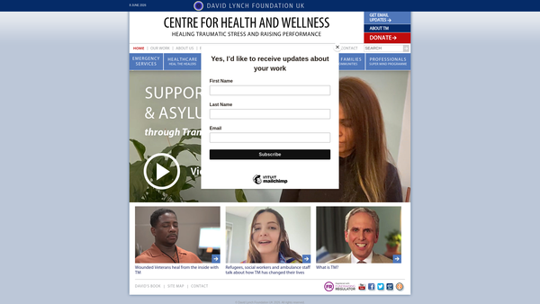 Screenshot of the David Lynch Foundation UK website